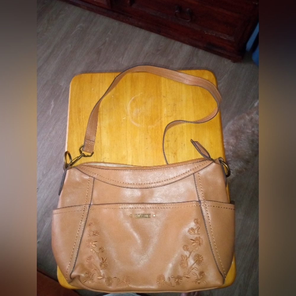 Rosetti Brown Floral Detail Crossbody Purse
